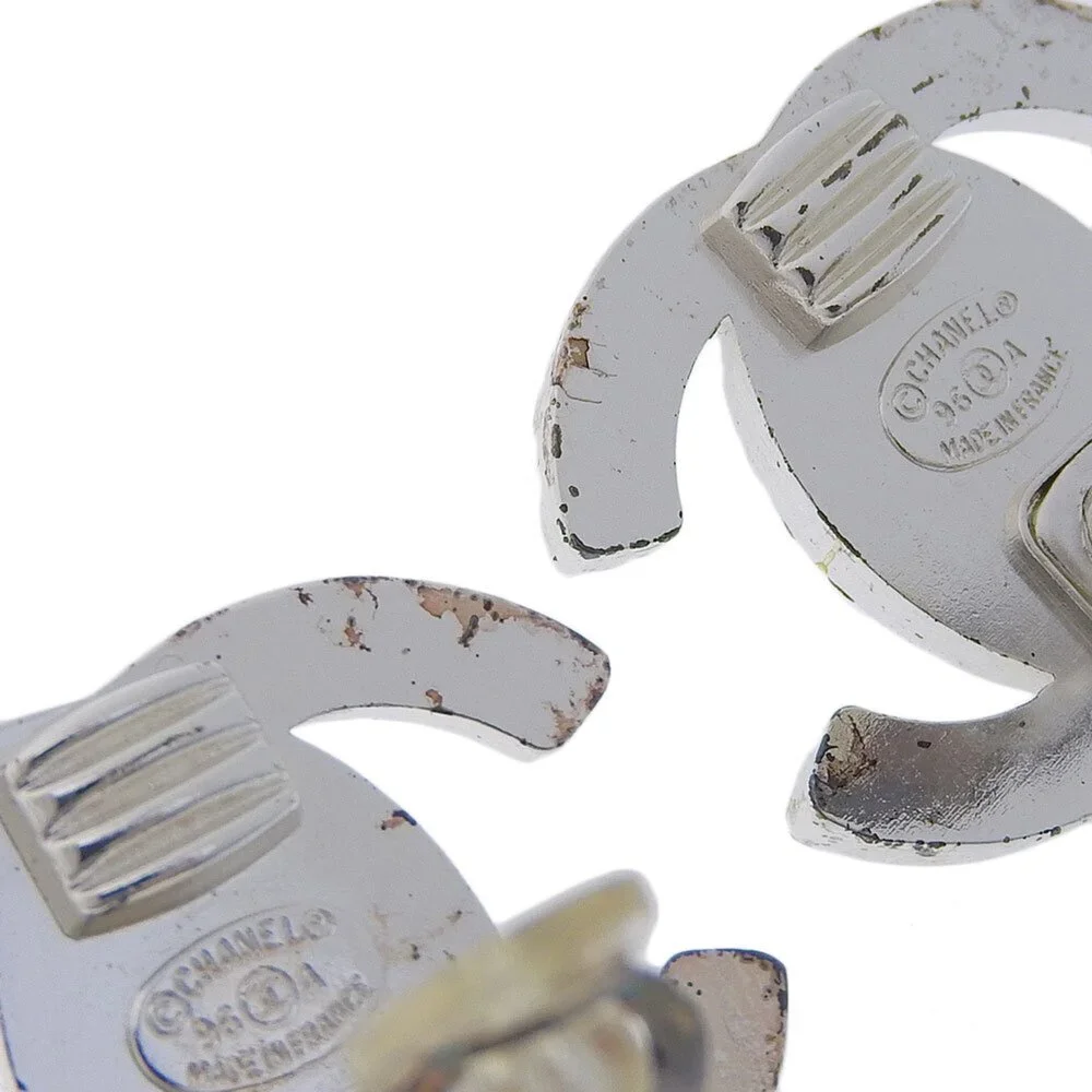 CHANEL Authentic Silver Logo Earrings - Picture 3 of 5